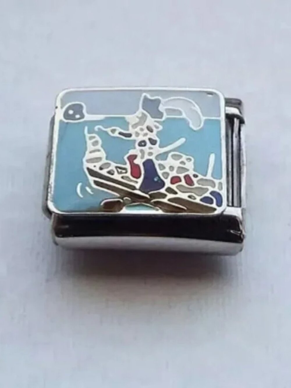 Captain Hook the pirate enamel 9mm stainless steel italian charm bracelet link